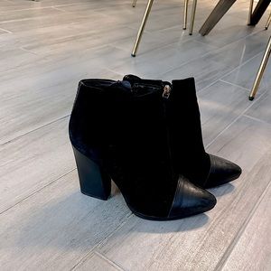 Tory Burch Black Suede and Leather Ankle Bootie
